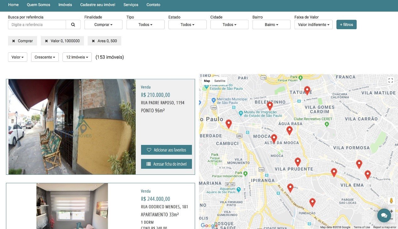 Site para Imobiliária - Mapa na busca - Etic Imoveis - Aquilas Web